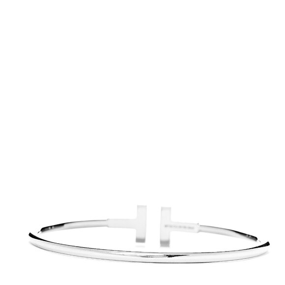 Tiffany  18K White Gold Diamond T Wire Bracelet - Picture 3 of 5